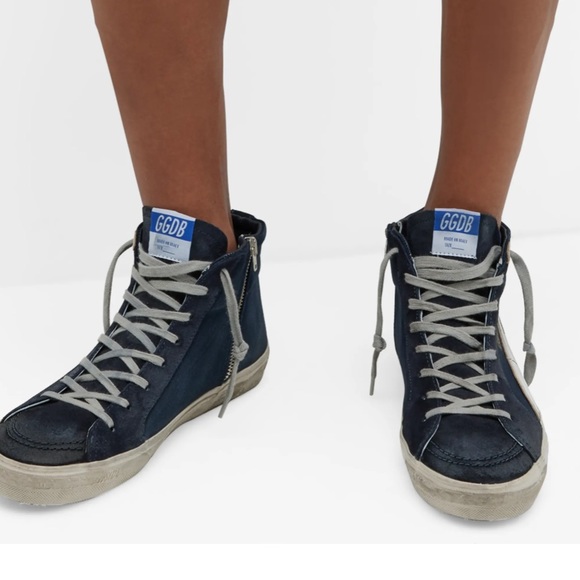 Golden Goose Men's Distressed Denim & Leather High-Top Sneakers - Picture 6 of 8